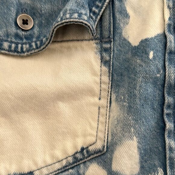 American Eagle Women’s SZ S Casual Denim Bleached Hooded Jacket Coat 90s Shacket - Picture 14 of 15